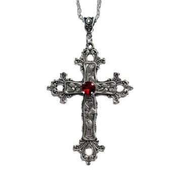 Retro Cross Ruby Gothic Pendants Necklace