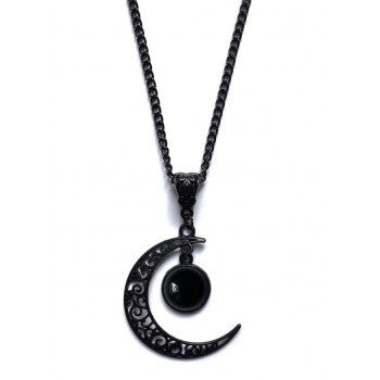 Gothic Faux Crystal Moon Pendant Necklace