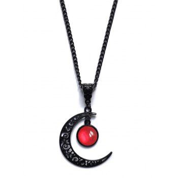 Gothic Faux Crystal Moon Pendant Necklace