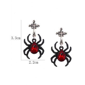 Faux Ruby Spider Pattern Rock Drop Earrings