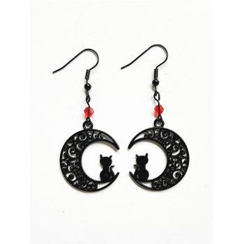 Gothic Hollow Out Moon and Cat Pattern Dangle Earrings