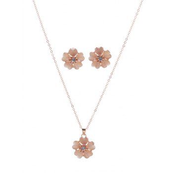 New Plum Blossom Pattern Micro Pave Earrings and Necklace Set