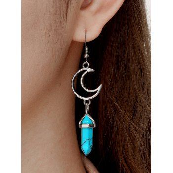 Vintage Tribal Hollow Out Moon Turquoise Earrings