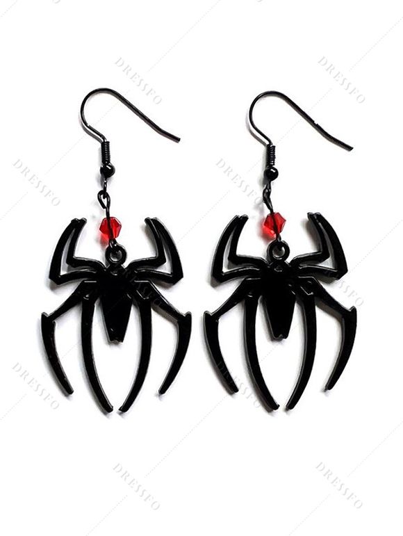 Boucles D'Oreilles Pendantes Motif Araignée Style Gothique - multicolor B 