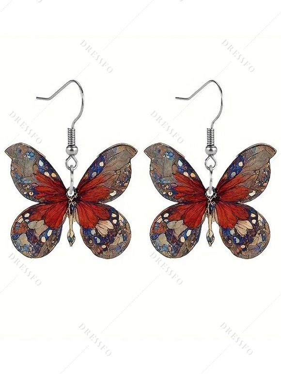 Boucles D'Oreilles Pendantes Motif Papillon à Paillettes Brillantes - multicolor A 