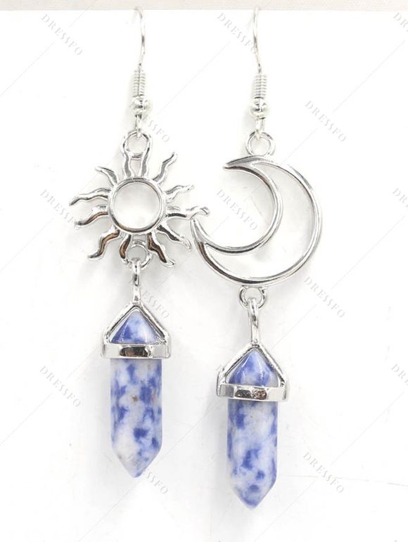 Boucles D'Oreilles Simples Motif Géométrique Soleil et Lune à Sculpture Creuse - Pourpre 