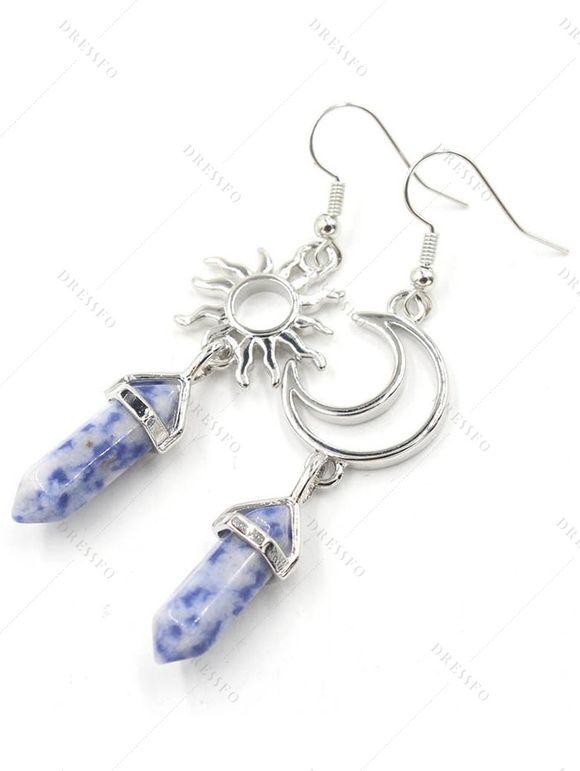 Boucles D'Oreilles Simples Motif Géométrique Soleil et Lune à Sculpture Creuse - Pourpre 