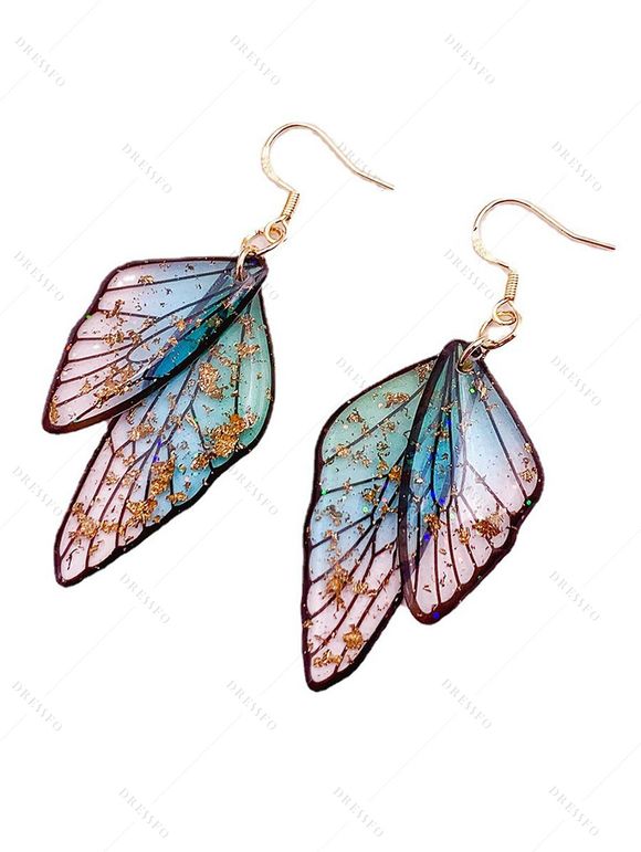 Boucles D'Oreilles Vintage Ailes de Papillon à Paillettes - multicolor A 