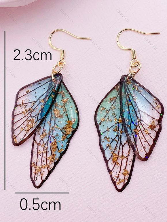 Boucles D'Oreilles Vintage Ailes de Papillon à Paillettes - multicolor A 