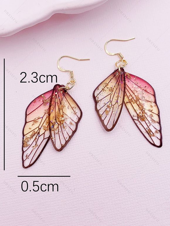Boucles D'Oreilles Vintage Ailes de Papillon à Paillettes - café lumière 