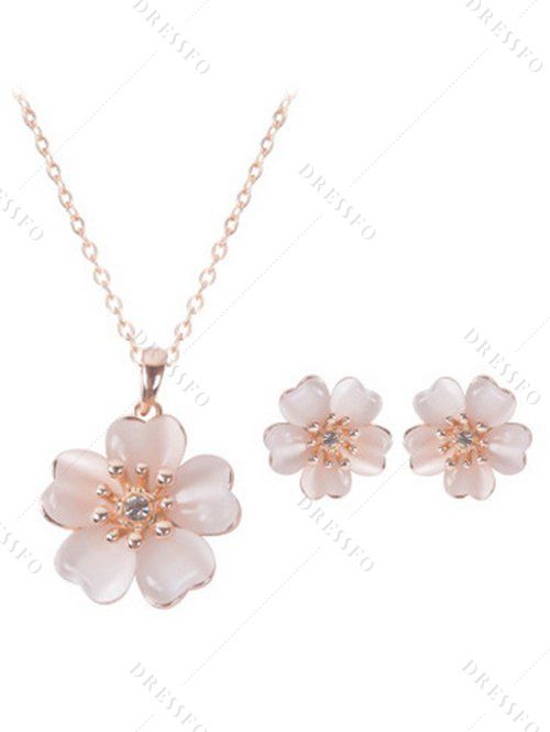 Parure de Collier et Boucles D'Oreilles Motif Fleur de Prunier - multicolor A 