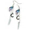 Boucles D'Oreilles Pendantes Motif Chaîne Lune Etoile Papillon et Ailes - multicolor A 