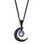 Collier en Chaîne avec Pendentif Lune en Cristal Fantaisie Style Gothique - Noir 