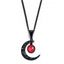 Collier en Chaîne avec Pendentif Lune en Cristal Fantaisie Style Gothique - Rouge 