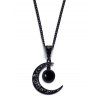 Collier en Chaîne avec Pendentif Lune en Cristal Fantaisie Style Gothique - Noir 