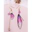 Boucles D'Oreilles Asymétriques Motif Barre Cœur et Papillon avec Chaîne - Violet clair 