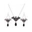 Ensemble de Boucles D'Oreilles et de Collier Gothique Chauve-souris Goutte D'Eau en Rubis - Noir 