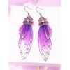 Boucles D'Oreilles Vintage Longues Ailes de Papillon à Paillettes - Violet clair 