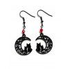 Boucles D'Oreilles Pendantes Motif Chat et Lune à Sculpture Creuse Style Gothique - multicolor A 