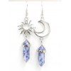 Boucles D'Oreilles Simples Motif Géométrique Soleil et Lune à Sculpture Creuse - Pourpre 