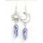 Boucles D'Oreilles Simples Motif Géométrique Soleil et Lune à Sculpture Creuse - Bleu 