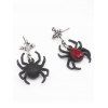 Boucles D'Oreilles Pendantes Motif Araignée et Rubis Fantaisie Style Rock - Noir 