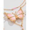 Collier Perlé Papillon Chaîne à Frange - Rose clair 