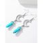 Boucles D'Oreilles Motif Lune à Sculpture Creuse et Turquoise Style Tribal Vintage - Bleu 