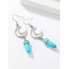 Boucles D'Oreilles Motif Lune à Sculpture Creuse et Turquoise Style Tribal Vintage - Bleu 