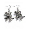 Boucles D'Oreilles Rétro Motif de Pieuvre et D'Océan - Argent 