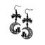 Boucles D'Oreilles Motif Chat et Lune à Sculpture Creuse - multicolor B 