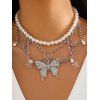 Collier Perlé Etoile Papillon Chaîne à Frange - Blanc 