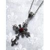 Collier Rétro Gothique Croisé en Rubis - Noir 