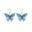 Boucles D'Oreilles Pendantes Motif Papillon à Paillettes Brillantes - Bleu 