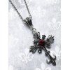 Collier Rétro Gothique Croisé en Rubis - Noir 