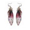 Boucles D'Oreilles Vintage Longues Ailes de Papillon à Paillettes - Pourpre 