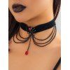 Collier Ras-du-Cou D'Halloween à Chaîne avec Araignée en Rubis - Noir 