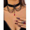 Collier Ras-du-Cou D'Halloween à Chaîne avec Araignée en Rubis - Noir 