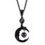 Collier en Chaîne avec Pendentif Lune en Cristal Fantaisie Style Gothique - Noir 