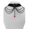 Collier Ras-du-Cou D'Halloween à Chaîne avec Araignée en Rubis - Noir 