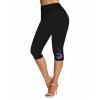 Legging Capri Moulant Décontracté Papillon Imprimé à Taille Elastique - Noir S | US 4