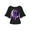 T-shirt D'Eté Chat Lune Galaxie Imprimés Manches Evasées à Col Rond - Noir XXL | US 14