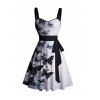 Robe D'Eté Longue Papillon Imprimé avec Ceinture - Blanc S | US 4