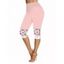 Legging Capri Moulant Décontracté Fleuri Imprimé à Taille Elastique - Rose clair M | US 6