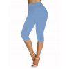 Legging Capri Moulant Décontracté Fleuri Imprimé à Taille Elastique - Bleu clair S | US 4