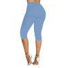 Legging Capri Moulant Décontracté Fleuri Imprimé à Taille Elastique - Bleu clair XL | US 12