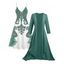 Ensemble de Costume Ouvert en Avant Cachemire Imprimé à Manches en Couleur Unie et Robe à Bretelle - Vert profond L | US 8-10