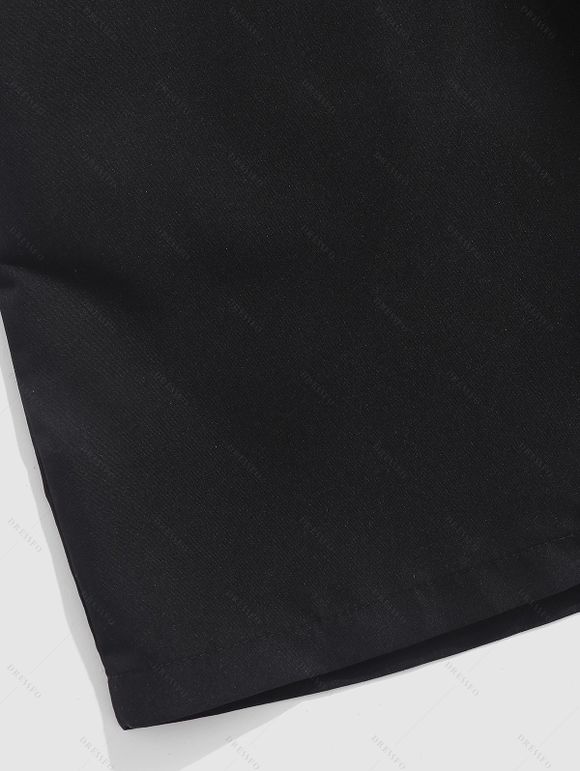 Short de Plage Décontracté en Couleur Unie Taille à Cordon - Noir S