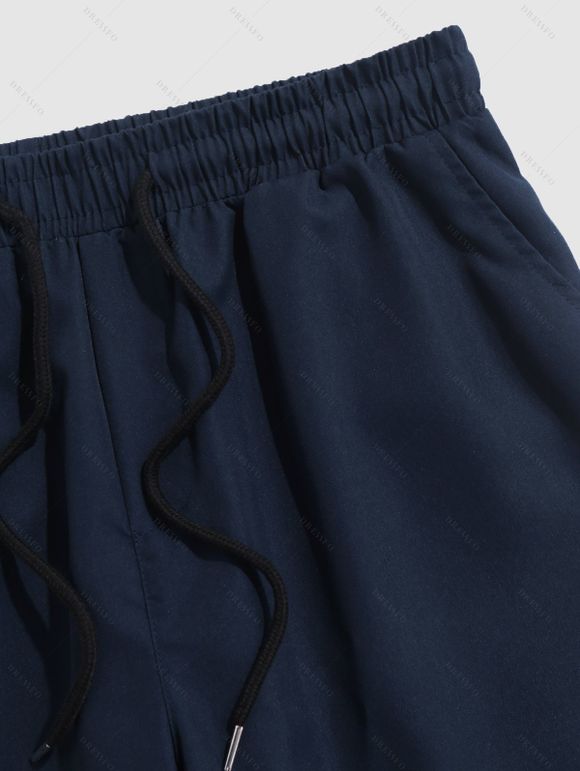 Robe Trapèze An Couleur Unie Tournesol Imprimé à Manches Roulées et Col en Forme de Cœur - Bleu de Minuit S | US 4