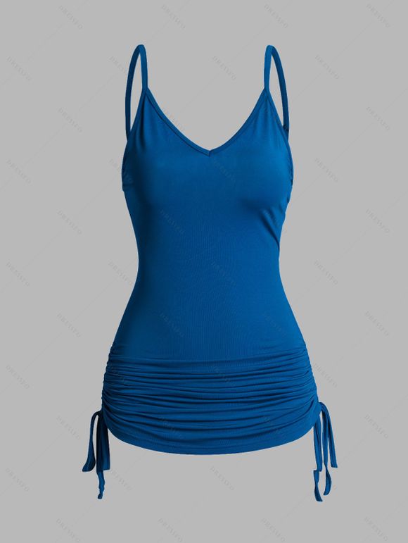 Ensemble de T-shirt Fleur et Papillon Imprimés à Epaule Dénudée et de Camisole - Blanc S | US 4